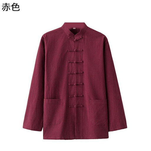 メンズ チャイナシャツ 唐装 長袖 春秋 チャイナ風 大きいサイズ カジュアル チャイナボタン 無地 ポケット付き ゆったり おしゃれ ファッション 功夫服 茶師服 デイリー スポーツ