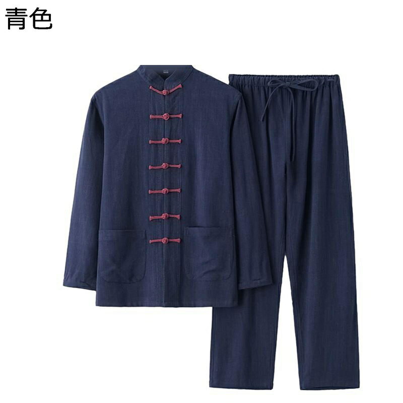 唐装 チャイナ服 上下セット メンズ 長袖 無地 通気性 薄手 軽量 チャイナボタン 武術シャツ チャイナ風 シンプル カジュアル 大きいサイズ ゆったり おしゃれ 旅行 普段着 朝稽古