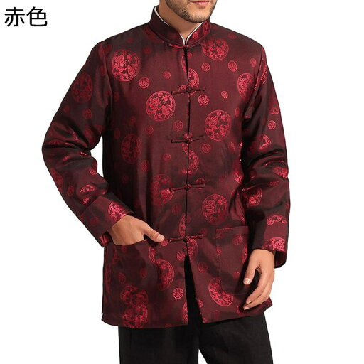 唐装 チャイナ服 長袖 中華風 龍柄 プリント チャイナボタン スタンドカラー ポケット付き トップス アウター ゆったり おしゃれ 伝統服 コート 秋冬 寿披露宴 結婚式 パーティー