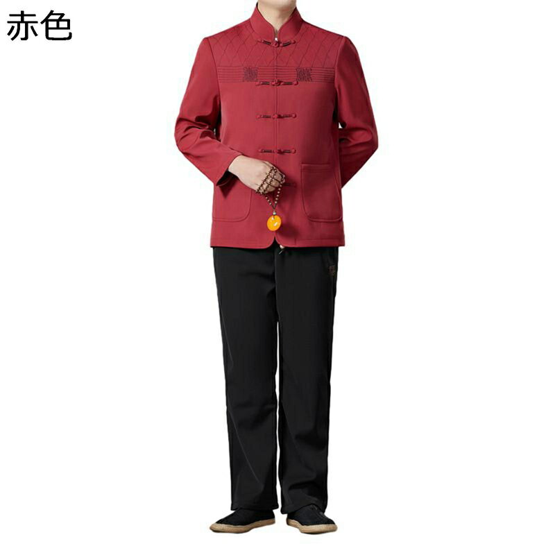 上下セット 唐装 メンズ 長袖 伝統服 民族衣装 春秋 大きいサイズ チャイナボタン チャイナ風 カジュアル ゆったり おしゃれ 通気性 耐久性 ビジネス 紳士服 デイリー 父の日 普段着 寿披露宴