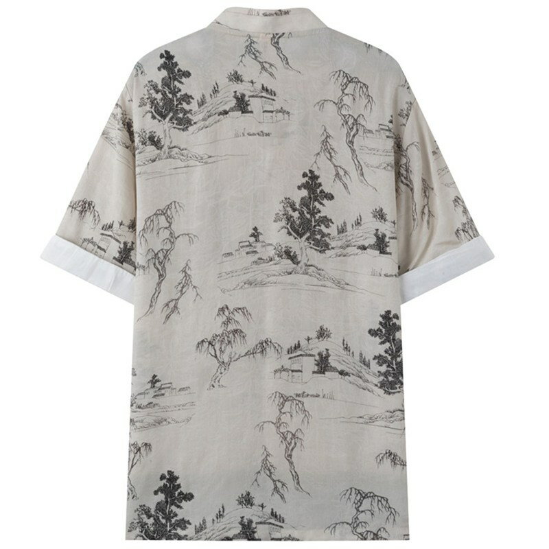 男性 唐装 チャイナ服 長袖 中華風 薄手 漢服 伝統服 チャイナボタン 上着 カンフー衣装 ロング丈 通気性 汗染み防止 吸水速乾 トレーニング 普段着 オールシーズン