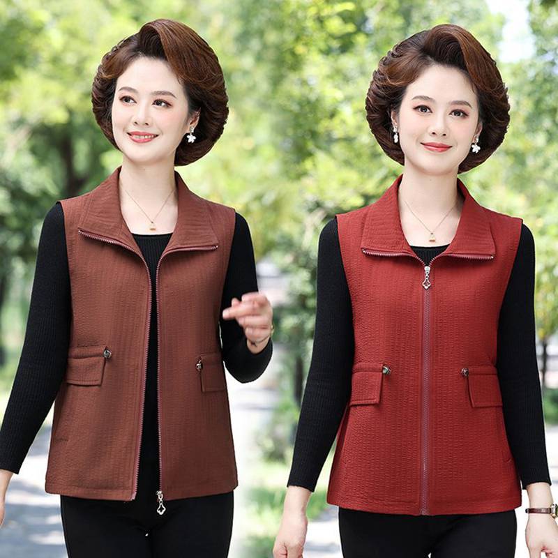 ジレベスト シニアレディース 薄手 ジップアップ チョッキ ノースリーブ 高齢者 アウター ジレ ゆったり 羽織り きれいめ 春 夏 暴風 レイヤード カジュアル 普段着 婦人 50-70代