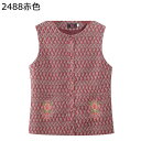 ジレベスト シニアレディース 薄手 刺繍 チョッキ 袖なし 高齢者 アウター ジレ ゆったり 重ね着 シンプル 春秋 柔らかい レイヤード 普段使い イベント おばあちゃん 祖母