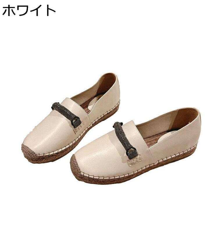 フラットシューズ レディース レザー スエード エスパドリーユシューズ サマー 本革 ラウンドトゥ すりっぽん 厚底スニーカー キャンパ..