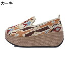 スリッポン レディース ウェッジソール6cm スニーカー キャンバスシューズ モカシン 厚底 靴 カジュアル エスニック 春夏 ローファー 防滑 蒸れない 軽量 ぺたんこ 女性用 お出かけ 普段履き 会社用
