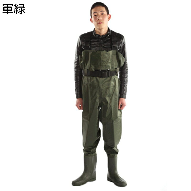 フィッシングウェーダー ウエーダーブーツ チェストハイ ナイロンPVC 軽量 防水つなぎ 防水透湿 丈夫 ラジアルソール メンズ 田植え 潮干狩り 貝堀り 防災グッズ 川 浅瀬 雨 雪 キャンプ 畑仕事
