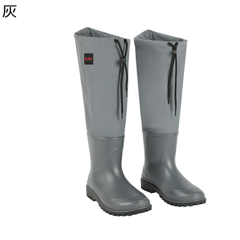 ウェーダー ロング レインブーツ 男女兼用 ウェーディングブーツ 膝丈 調節可能 ナイロン 作業着 釣り..