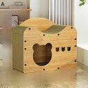 木製ゲージ 猫 犬 ペットハウス ベッド 木目調 広い空間 ペットヴィラ 頑丈 爪とぎ 高耐久 通気性 噛み耐え ソフト 休憩所 昼寝 安定した 多機能 お洒落 あったか 柔らか ペット犬 通年