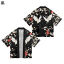 和式パーカー メンズ 夏服 カーディガン さくら 桜 鶴柄 7分袖 和風プリント 日式コート 半纏 羽織 ビッグシルエット 通気性 速乾性 紫外線対策 法被 体...