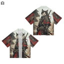 カーディガン メンズ 和式パーカー 猫サムライ ねこ柄 カッコイイ 夏服 和柄プリント 羽織 7分袖 開襟シャツ ゆったり 半纏 法被 冷房対策 通気性 速乾 ...