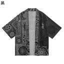 和式パーカー 夏服 メンズ カーディガン ペイズリー柄 パッチワーク アロハシャツ 七分袖 羽織 速乾 通気 冷房対策 着物 和風アウター ハワイアン 法被 半...