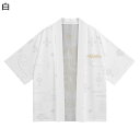 カーディガン メンズ 和式パーカー 夏服 麻雀柄プリント 發 羽織 七分袖 開襟シャツ オシャレ 面白い ビッグシルエット 法被 半纏 日式アウター 通気性 速...