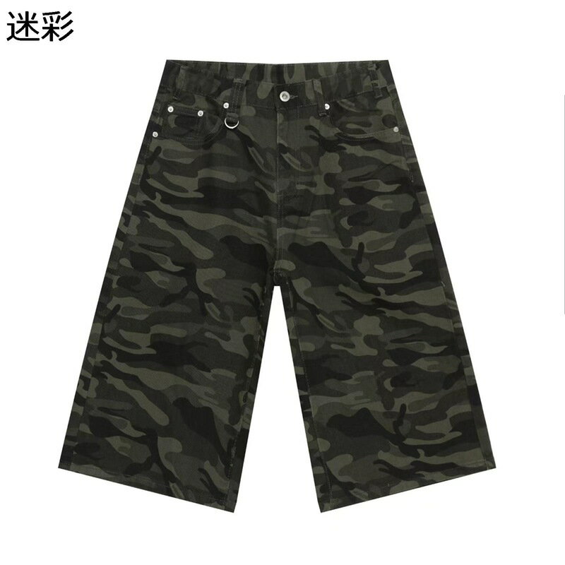 クロップドパンツ デニムショーツ 7分丈 メンズ ジーンズ バギー 極太 ワイドデニム ショットパンツ 大きいサイズ ヒップホップ ストレートモード系 ヴィンテージ 体型カバー ゆったり ミディアム 夏 通気