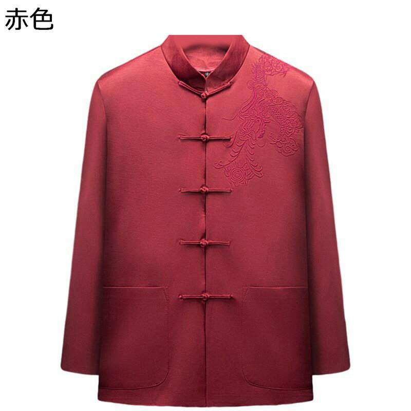 秋冬 チャイナ服 唐装 漢服 ビジネス 紳士服 大人 大きいサイズ カジュアル 刺繍柄 上着 アウター チャイナ風 ヴィンテージ ファッション 通気性 薄手 お出掛け 旅行 父の日 プレゼント