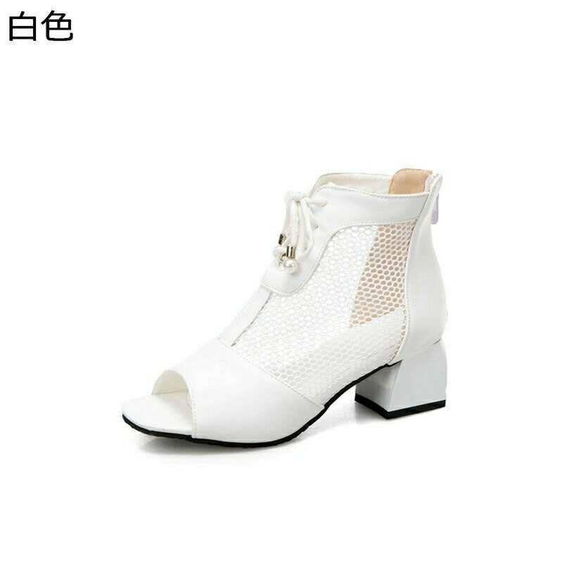 メッシュサンダル サマーブーツ ショートブーツ レディース 夏 太めヒール シンプル 美脚 オープントゥ 防滑 ソフト 蒸れない 履きやすい 疲れない フェミニン お出かけ レジャー 通勤通学 歩きやすい