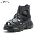 ブーツサンダル 厚底 レディース ショットブーツ 本革 編みサンダル 編み込みストラップサンダル ブーティ 牛革 柔らかい クッション性 スポーツサンダル バッ...
