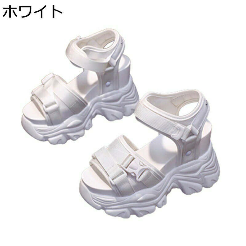 サンダル 超厚底 レディース 10cm身長UP 脚長 スポーツサンダル ベルクロ ウェッジ 耐摩耗 通気 防滑 軽量 スポーツシューズ 疲れにくい 柔らかい ベーシック 普段使い アウトドア ウォーキング 夏