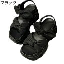 超厚底 レディース サマーサンダル スポーツサンダル 蝶結び 9cm身長アップ 夏靴 ウォーキングシューズ ベルクロ 滑り止め 疲れにくい 疲れない 軽量 ベーシック きれいめ ビーチ 立ち仕事 通勤通学