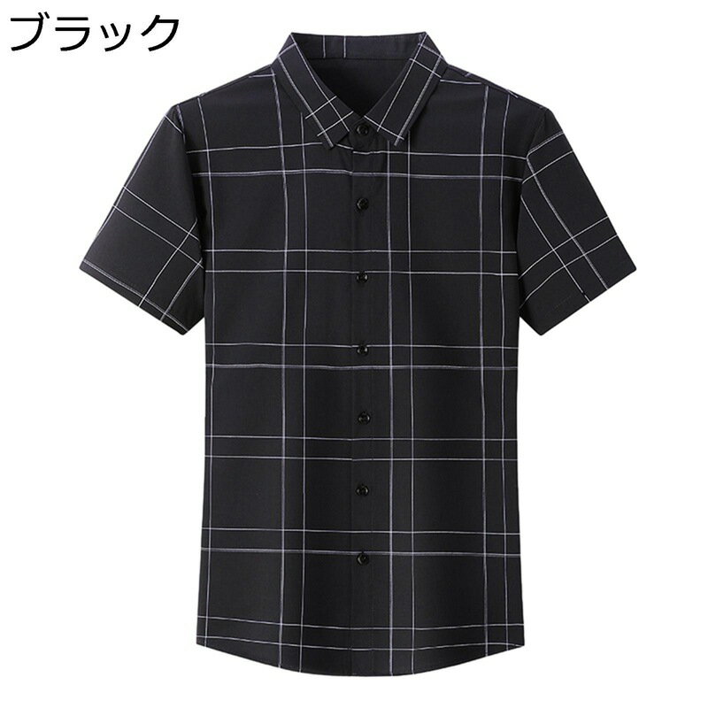チェックシャツ 半袖シャツ 男性用 夏 薄い 軽量 通気性 薄手 吸汗 アウター 大きいサイズ 前開き ゆったり かっこいい ファッション カジュアル フィット 着心地良い 通勤用 通学 部活 ビジネス