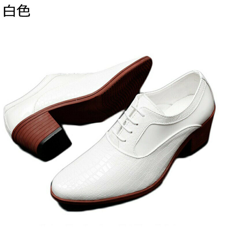 背が高くなる靴 メンズ ビジネスシューズ ドレスシューズ 内羽根 ワニ柄 クロコ柄 レザー 防滑 ポイン..