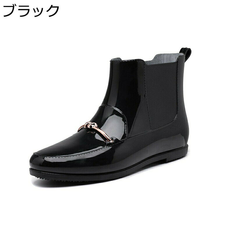 レインブーツ レディース ショート丈 サイドゴア 晴れ兼用 ローヒール スリッポン 梅雨 完全防水 普段 オシャレ バイク用 PVC 滑り止め 衝撃吸収 無地 リポン 通年適用 レインシューズ