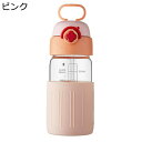ストロー付き水筒 ガラス ウォーターボトル 直飲み 手提げ付き 大人 子供 コップ すいとう 漏れ防止 高い密封性 持ち運び便利 オフィス 旅行 自転車 ランニ...