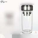 二重ガラス 水筒 ウォーターボトル 直飲み 耐冷耐熱 透明 ボトル 給水 茶こし付き 400ML 使いやすさ ドリンクボトル 漏れなし フタ付き 耐久性 オフィ...