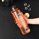 ストロー付き水筒 スポーツウォーターボトル 直飲み 水分補給 1L プラスチック クリア ボトル 給水 使いやすさ 携帯用 軽量 ファッション 漏れ防止 スケー...