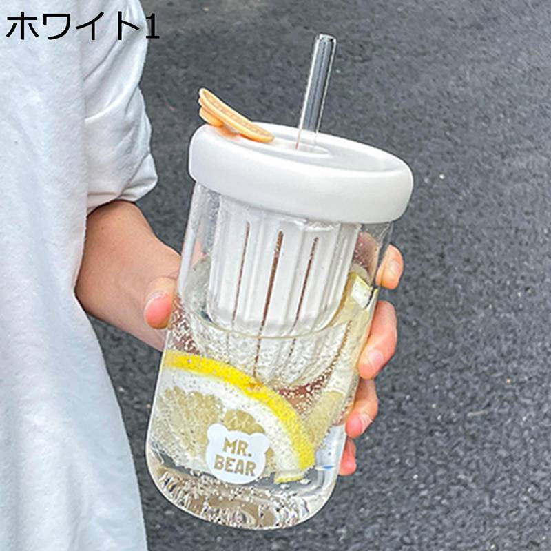 850ml 水筒 茶漉し ウォーターボトル ガラスボトル 持ち手 ストロー付き 大容量 すいとう 耐熱ガラス 無鉛 クリアボトル 450ml 蓋付き 漏れなし 携帯便利 耐冷耐熱 男女兼用 誕生日 仕事 ハイキング