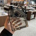 1Lボトル かわいい水筒 四角形 直飲み ウォーターボトル 1リットル 1000ml キャリーハンドル付き 大型 プラスチックボトル 6色 シンプル ファッショ...