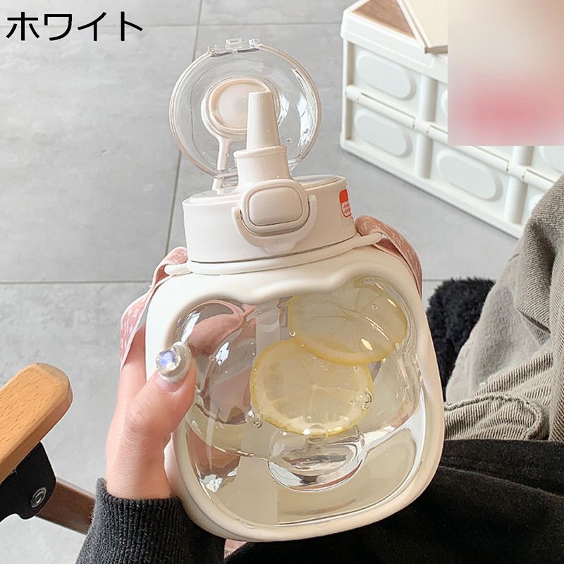 1リットル 水筒 ウォーターボトル ストロー付き 夏用 ワンタッチ式 大容量 熊形 スポーツボトル プラスチック タンブラー 小学生 大人 軽い 持ち運び便利 高い密封性 可愛い スポーツ キャンプ 通勤