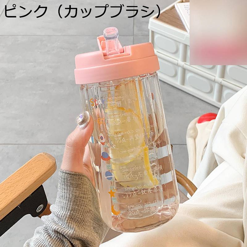 水筒 ウォーターボトル ストロー付き ガラスボトル 茶こし すいとう 給水ボトル 無鉛 クリアボトル 蓋付き 漏れのない 便利な あらう 耐冷耐熱 少女 学生 プレゼント 仕事 お茶 ランニング ピンク ブルー