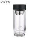 水筒 290ml ウォーターボトル 茶こし 耐熱ガラス 透明カップ 2重ガラス 直飲み クリア 無鉛 茶分離コップ 耐衝撃性 あらう 耐久性 持ち運び便利 漏れ...