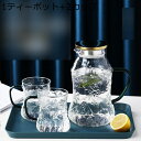 ガラス製 冷水筒 ガラスポット 透明 茶具セット 直火可 茶こし付き 蓋付き ガス 冷水/熱湯OK リーフティポット 保温保冷 大容量 麦茶 花茶 ハーフティー...