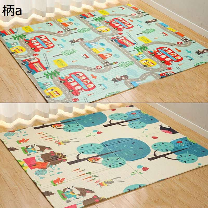 ベビープレイマット 子供用 遊びマット 折り畳み式 両面使用ラグマット ベビーマット 安全無毒 衝撃緩..