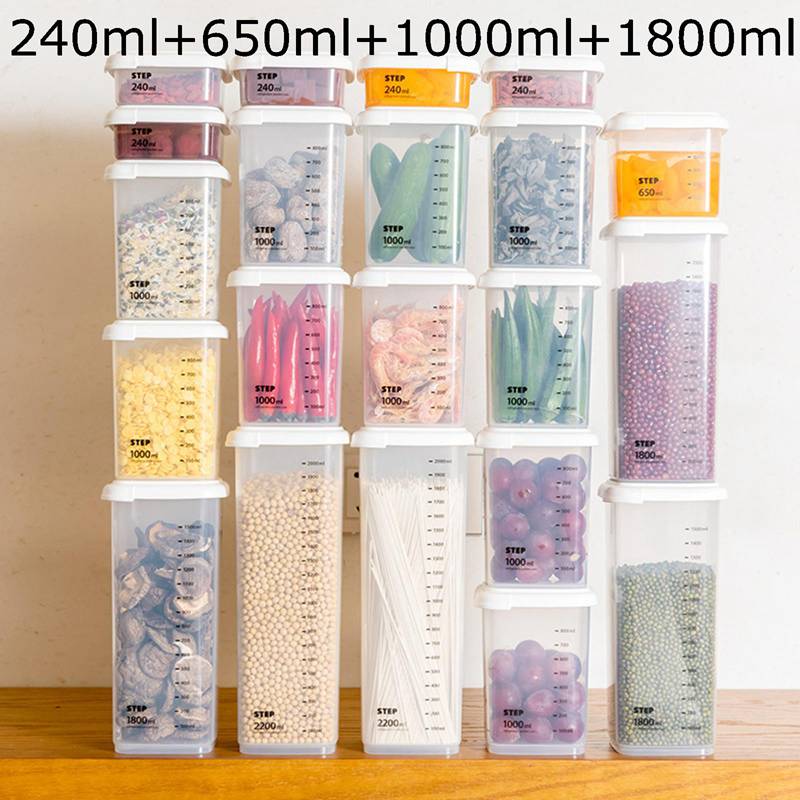 密閉食品保存容器 5点セット 透明プラスチックキャニスター 小麦粉 キッチンパントリーの整理と保管に ..