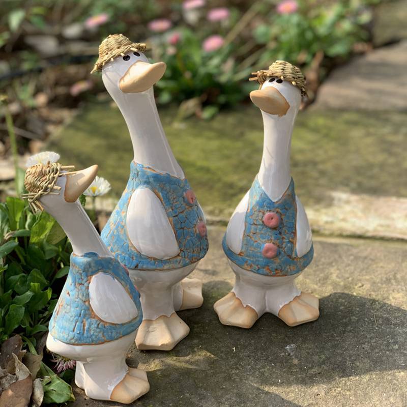 ガーデニングメント 3点セット ヒアル 親子 陶器装飾 セラミックス ガーデン置物 親子 飾り物 部屋装飾品 屋外 工芸品 園芸装飾 可愛い 癒される 面白い ナチュラル 防水 開運グッズ 贈り物