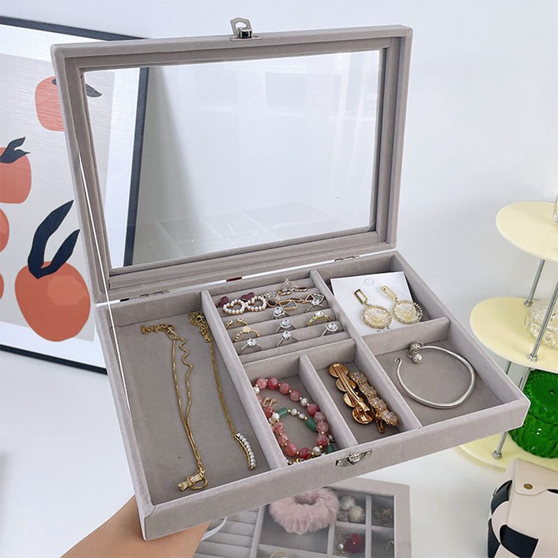 ジュエリーケース 仕切り板 蓋付き アクセサリー収納 レディース 宝石箱 ディスプレイ 持ち運び 携帯用 大容量 ジュエリー収納 ボックス 機能的ケース 整理 小物整理 収納バッグ お自宅 寝室 防湿 3