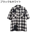 柄シャツ メンズ チェックシャツ 半袖 夏 綿100 ストリート 耐久性 耐摩耗 フィット 大きめ 柔らかい 肌触り良い 切り替え布 スポーツ 通学 普段着 コ...