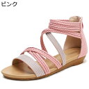 ビーチサンダル フラット オープントゥ グラディエーター ストラップ 後ろジップ レディース 可愛い 夏用 オシャレ ビーサン 美脚 蒸れない コンフォート 海 ハワイ リゾート 女の子 日常 カジュアル