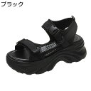 ビーチサンダル 女性用 スポーツサンダル 厚底 6cmアップ おしゃれ フラット ベルクロ 夏用 前開き 美脚 リゾント 海 ビーチ 軽量通気 滑り止め 歩きや...