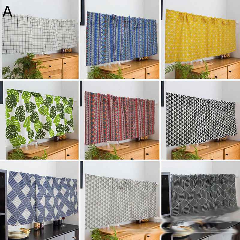 カフェカーテン 遮光 リーフ柄 格子 ショートカーテン 小窓カーテン 小窓 ハーフカーテン つっぱり棒 防塵カーテン UVカット 透明 子供部屋 客間 喫茶店 飾り物 装飾レール お風呂 脱衣所 シンプル