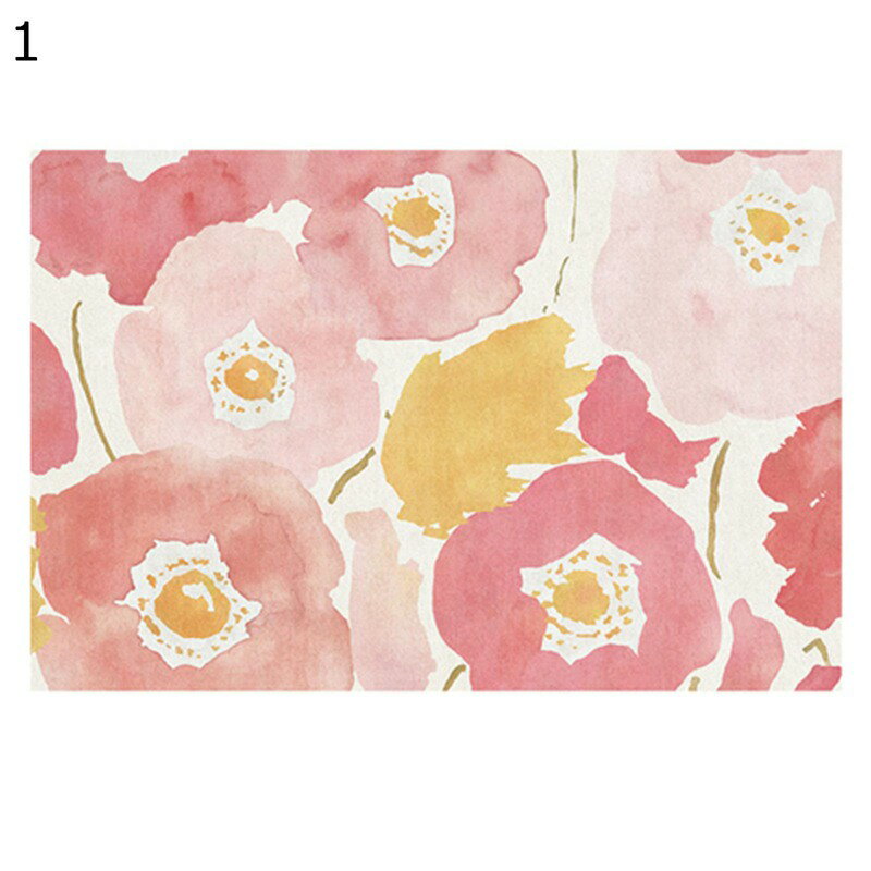 花柄 ドアマット 厚さ6mm 入口マット 桃柄 ルームカーペット チェアマット 床保護マットデスク 短い毛足 掃除しやすい 吸音 かわいい 少女風 ローリングチェア用 椅子 在宅勤務 オフィス ピンク