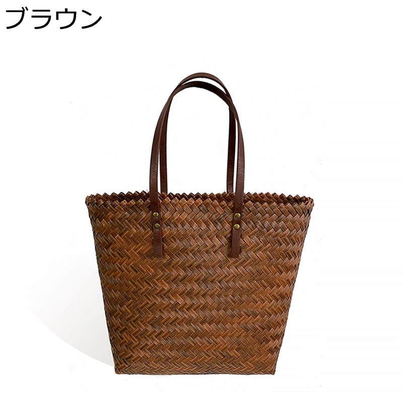ハンドバッグ 草編み トートカゴバッグ 手作り 軽量 ストロー レディース 可愛い サマーバッグ 2way お花見 リゾート風 水着 シンプル レジャーバッグ 遊園地 ナチュラル プレゼント 大容量 手織りバッグ