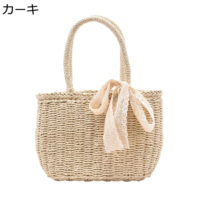 かごバッグ 手編みバッグ 大容量 手提げげバッグ 肩掛けバッグ 巾着 蝶結び 夏用バッグ リゾート 編み込み ペーパー素材 サマーバッグ 手作り 軽量 収納簡単 可愛い 学生 女の子 海 ピクニック 祭り ギフト