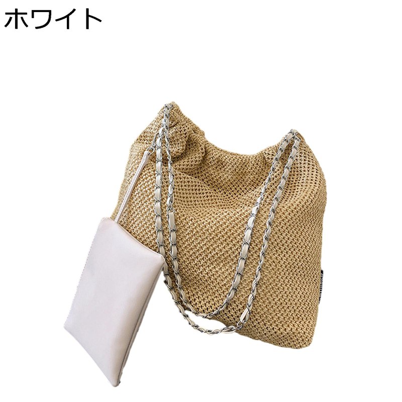 かごバッグ 手提げげカバン 大容量 編みトートバッグ ポーチ付き 2way ペーパー素材 森ガール ハンドメイド 収納簡単 a4 スマホ/財布/小物収納 花火大会 海辺 女の子 出掛けバッグ 夏用 リゾート ギフト