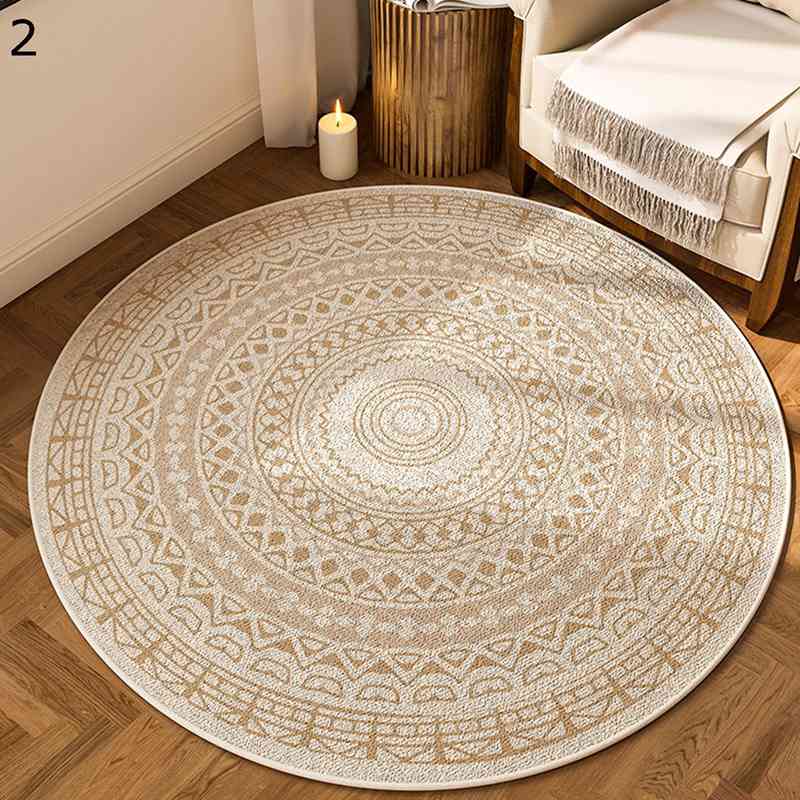 ゲーミングカーペット 円形 ラグ チェアマット デスクカーペット 大判 フローリング保護マット 滑り止め 静音 防音 防カビ 凹み防止 傷防止 エスニック ソフト 洗える 椅子用マット オフィス ペット