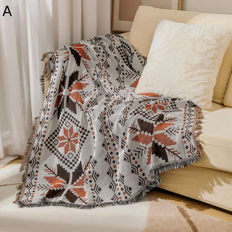 ブランケット 夏用布団 肌掛け マシュマロケット ボヘミア風 総柄 タッセル付き フリンジ 多機能カバー..