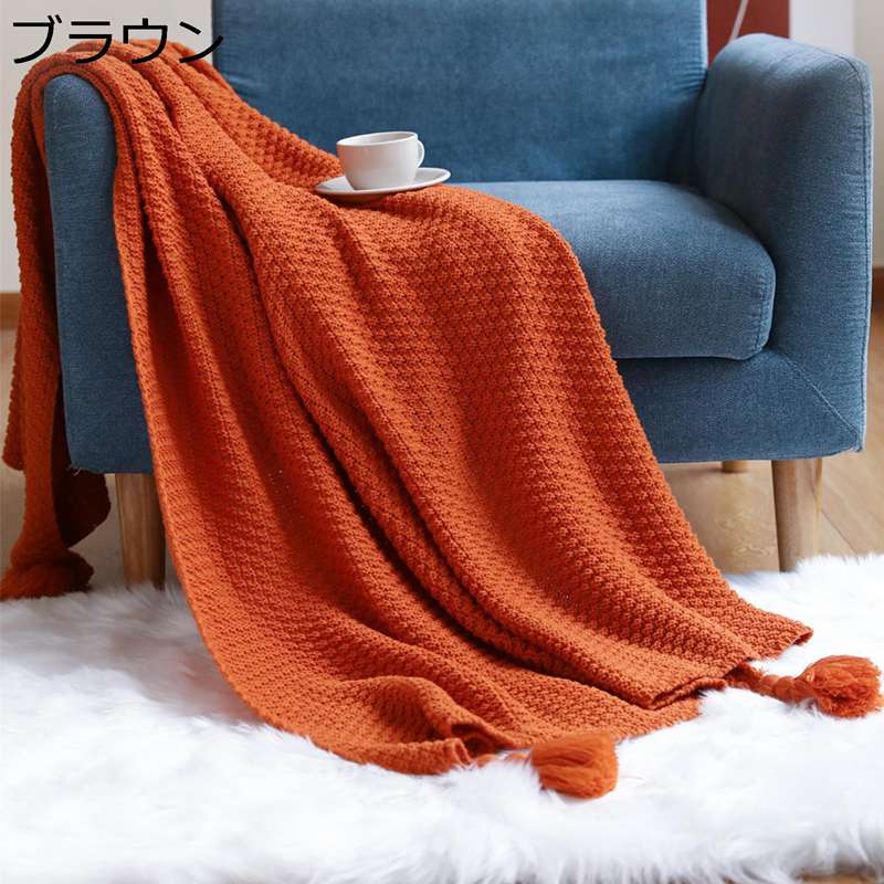 ブランケット ニット毛布 タッセル ワッフル 肌掛け マシュマロケット 掛けふとん 春秋向き 薄め やわらか 吸放湿 快適 通気性 吸水速乾 アレルギー対策 お昼寝 夏快眠 引越し新居 2