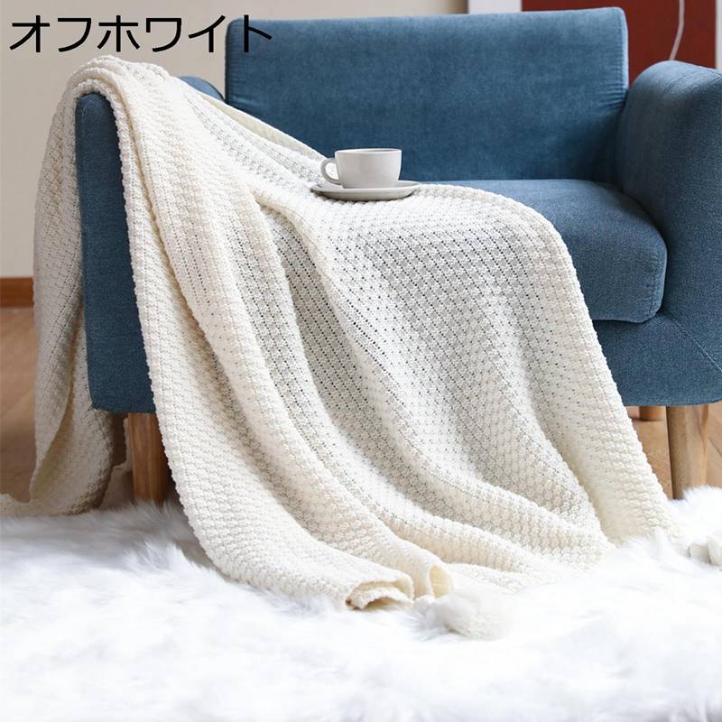 ブランケット ニット毛布 タッセル ワッフル 肌掛け マシュマロケット 掛けふとん 春秋向き 薄め やわらか 吸放湿 快適 通気性 吸水速乾 アレルギー対策 お昼寝 夏快眠 引越し新居 3